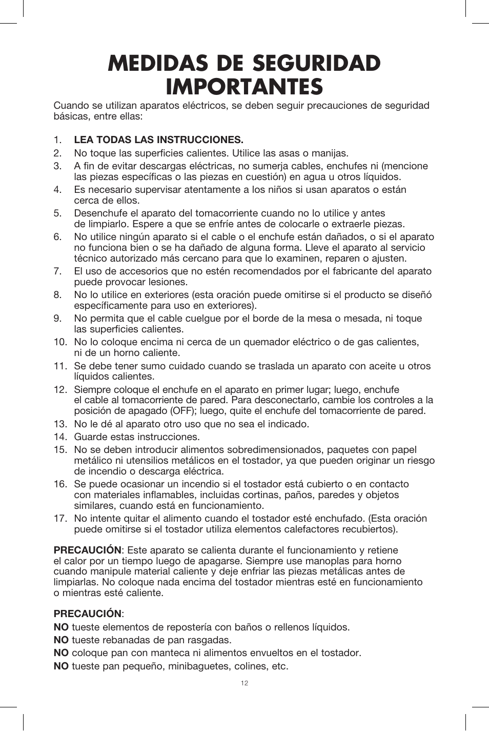 Medidas de seguridad importantes | BELLA 13780 Diamonds Collection 2-Slice Toaster User Manual | Page 13 / 18