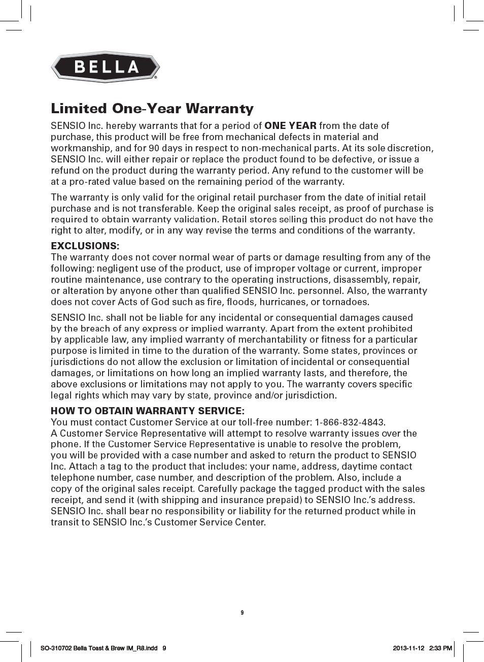 BELLA 14081 Toast and Brew Breakfast Station User Manual | Page 11 / 28