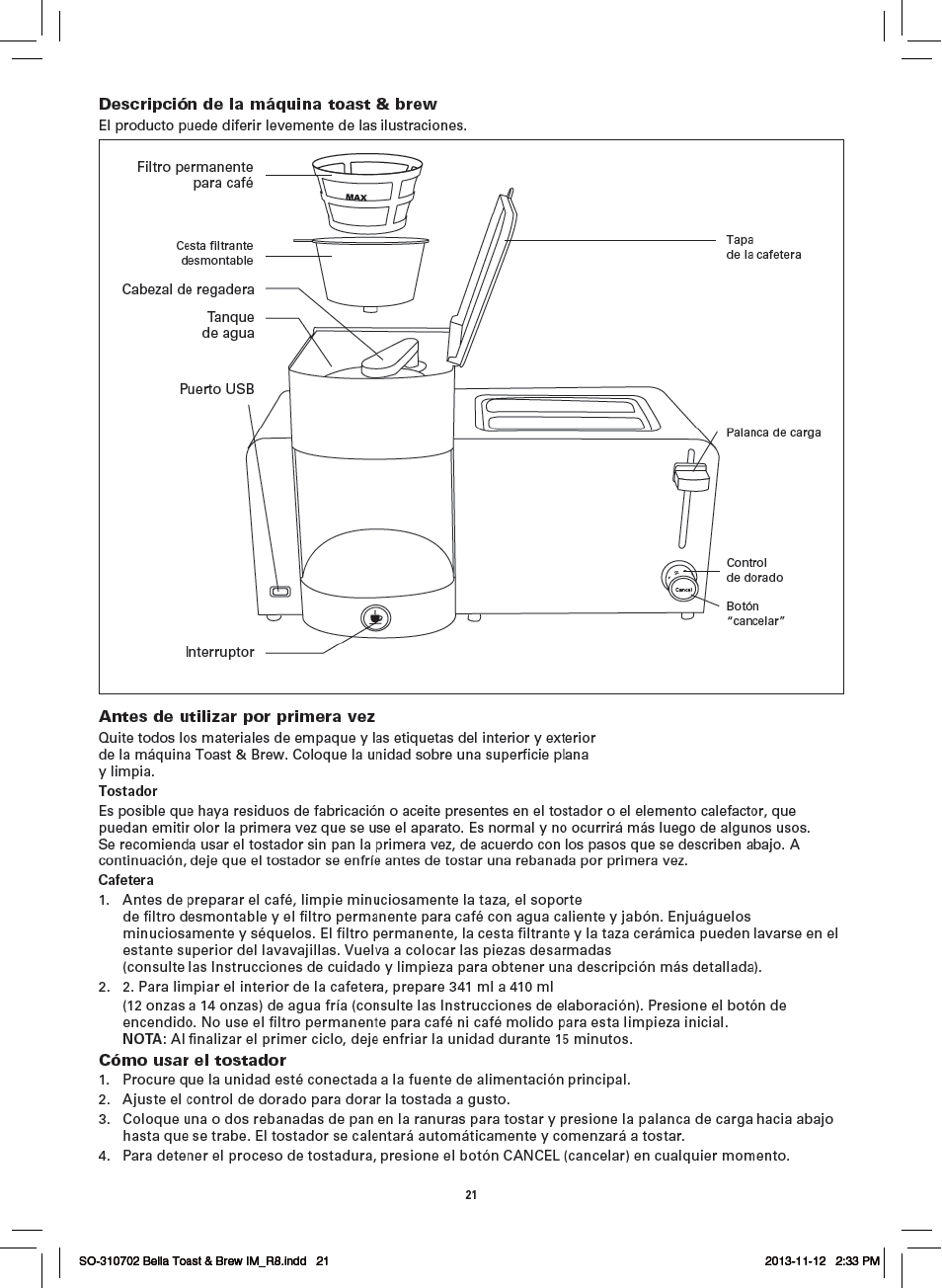 BELLA 14081 Toast and Brew Breakfast Station User Manual | Page 23 / 28