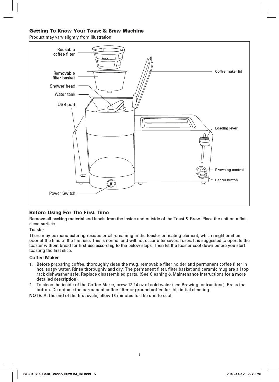 BELLA 14081 Toast and Brew Breakfast Station User Manual | Page 7 / 28