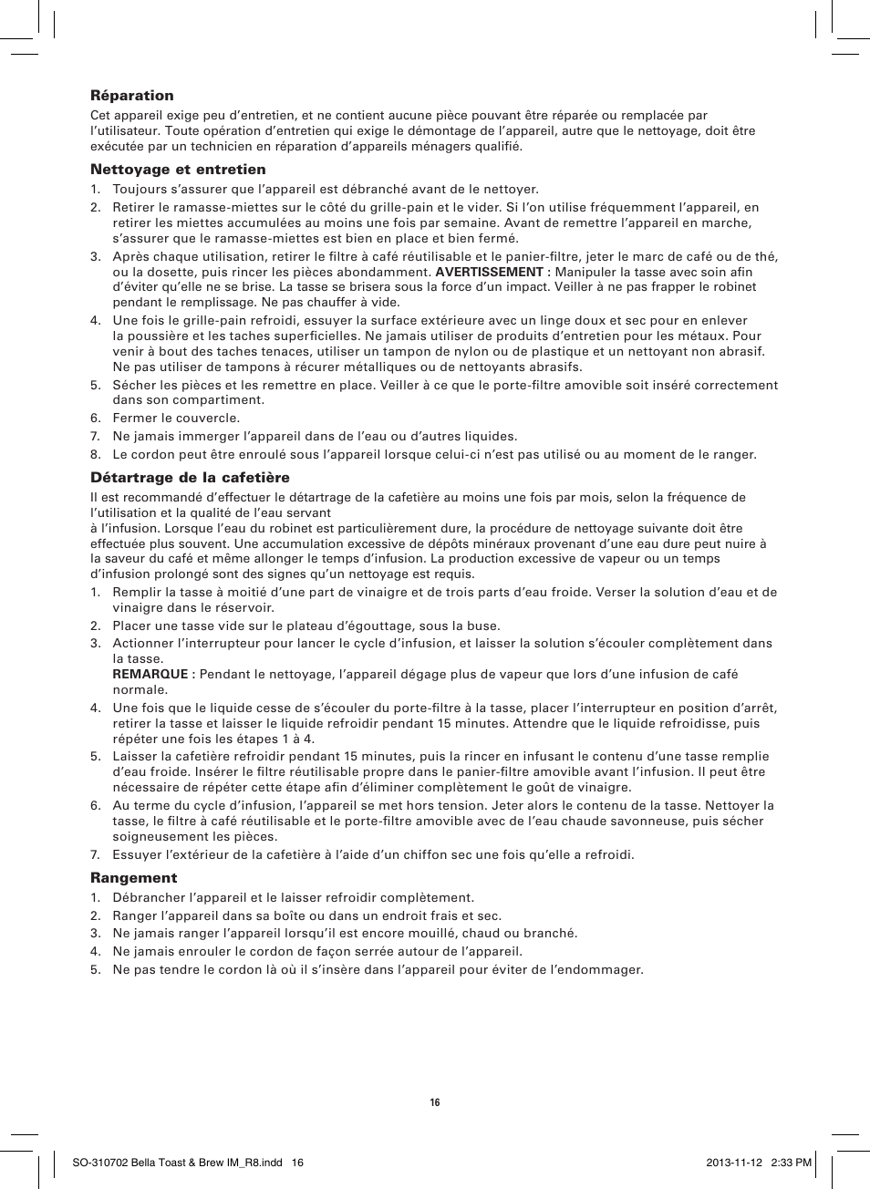 BELLA 14023 Toast and Brew Breakfast Station User Manual | Page 18 / 28