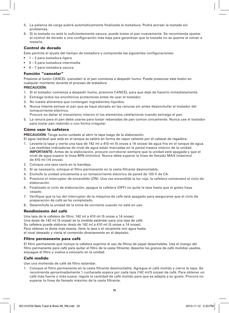 BELLA 14023 Toast and Brew Breakfast Station User Manual | Page 24 / 28