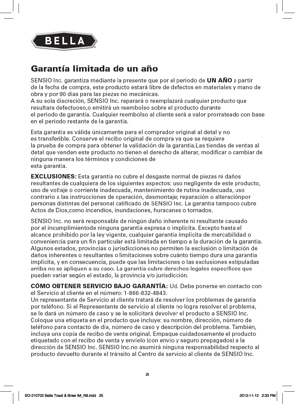 BELLA 14023 Toast and Brew Breakfast Station User Manual | Page 27 / 28