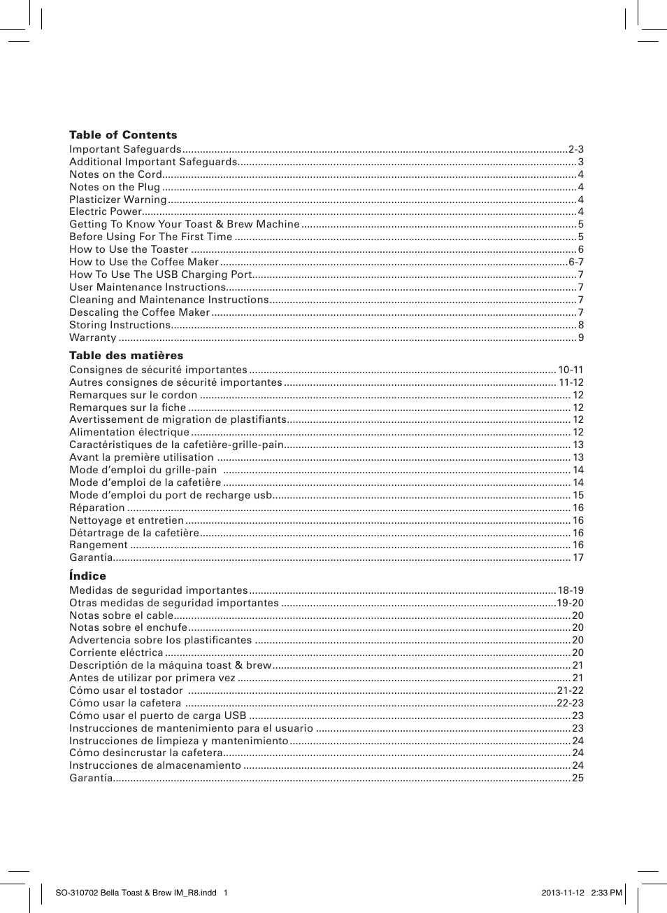 BELLA 14023 Toast and Brew Breakfast Station User Manual | Page 3 / 28