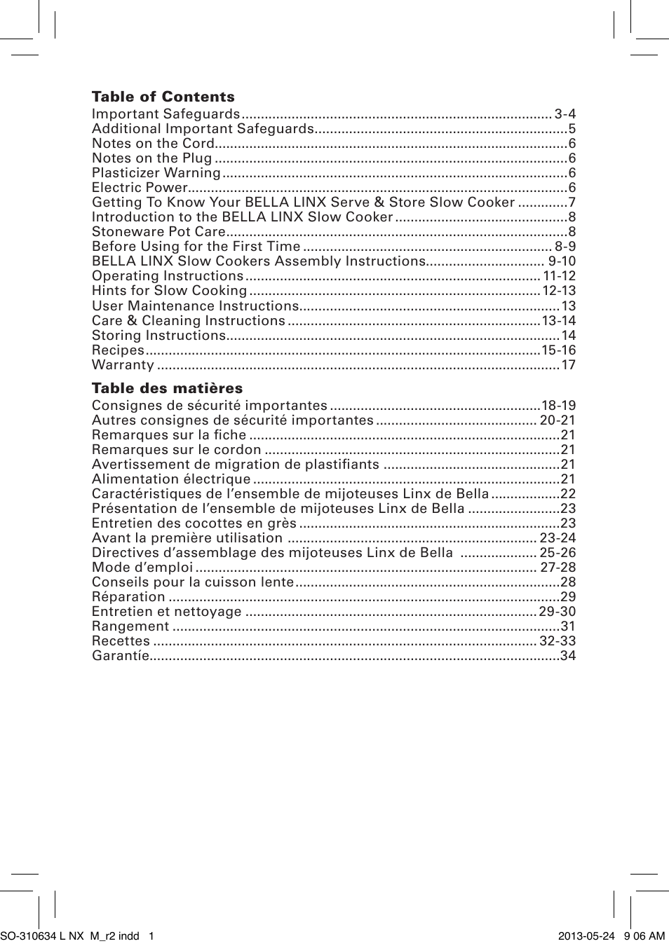 BELLA 14013 2 X 2.5QT Linkable Slow Cooker System User Manual | Page 2 / 53