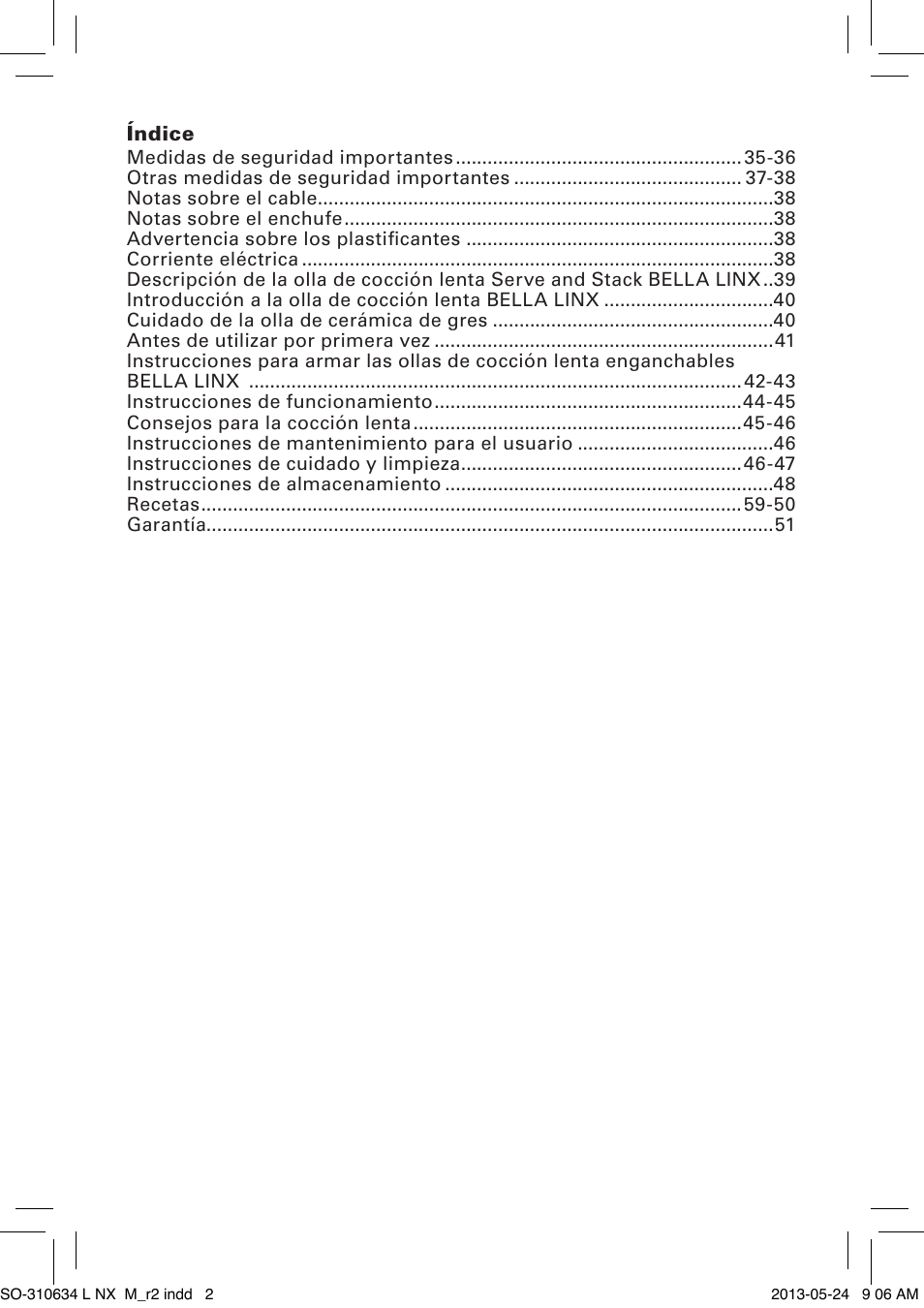 BELLA 14013 2 X 2.5QT Linkable Slow Cooker System User Manual | Page 3 / 53