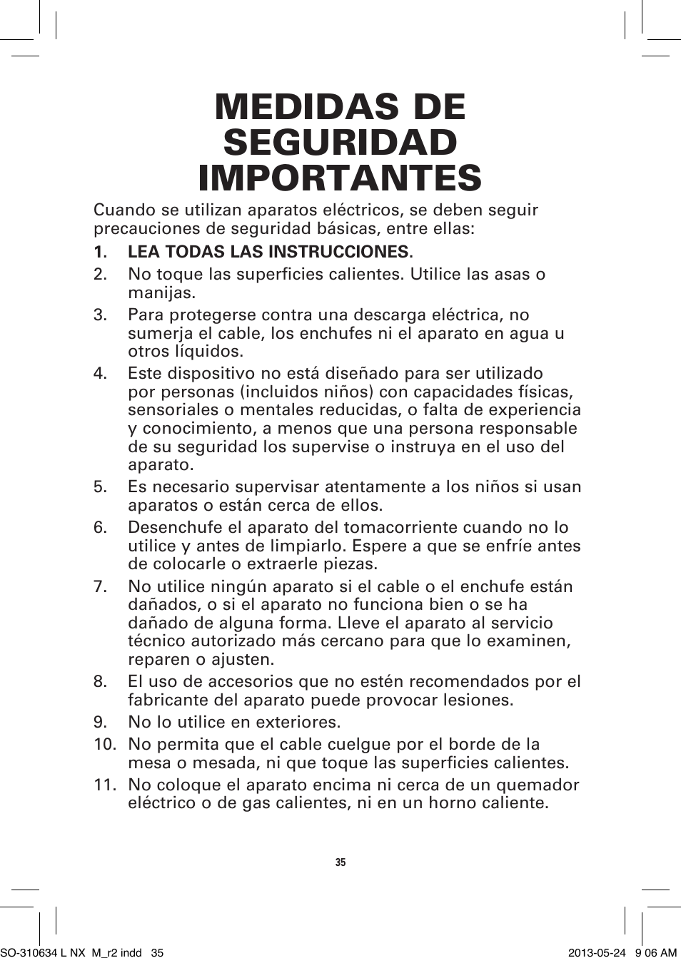 Medidas de seguridad importantes | BELLA 14013 2 X 2.5QT Linkable Slow Cooker System User Manual | Page 36 / 53