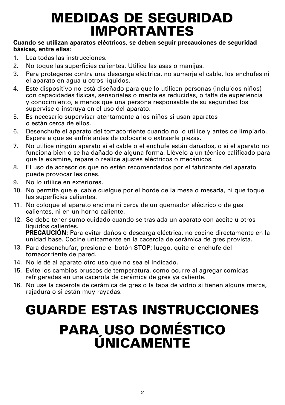 Medidas de seguridad importantes | BELLA 13722 6QT Portable Slow Cooker Programmable User Manual | Page 22 / 32