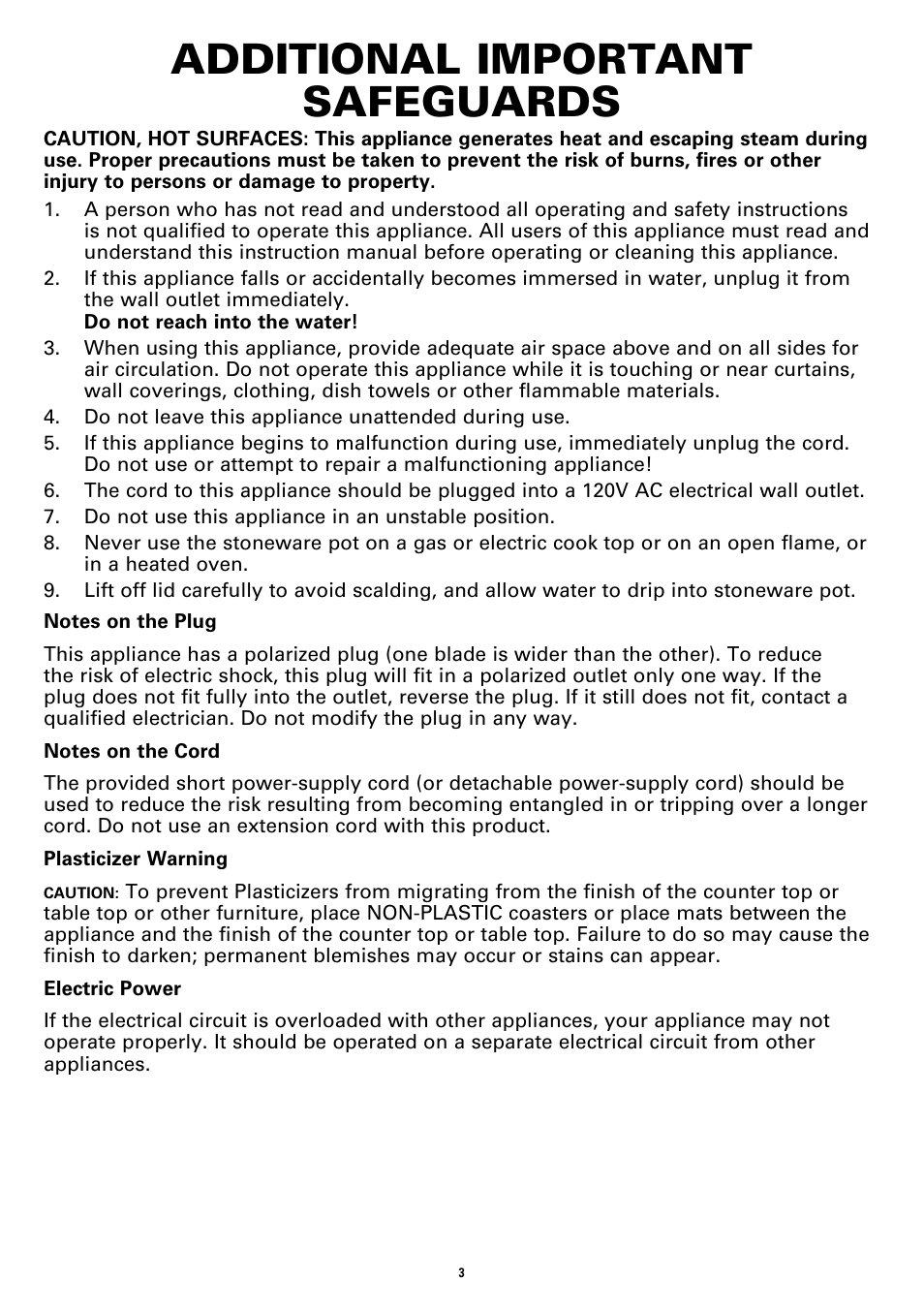 Additional important safeguards | BELLA 13722 6QT Portable Slow Cooker Programmable User Manual | Page 5 / 32