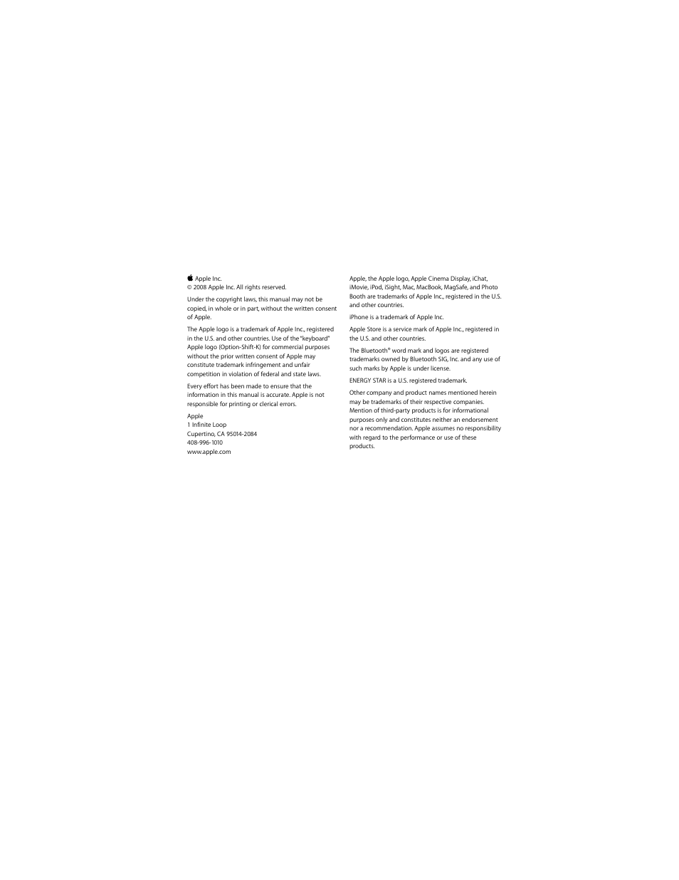 Apple LED Cinema Display (2008) User Manual | Page 2 / 122