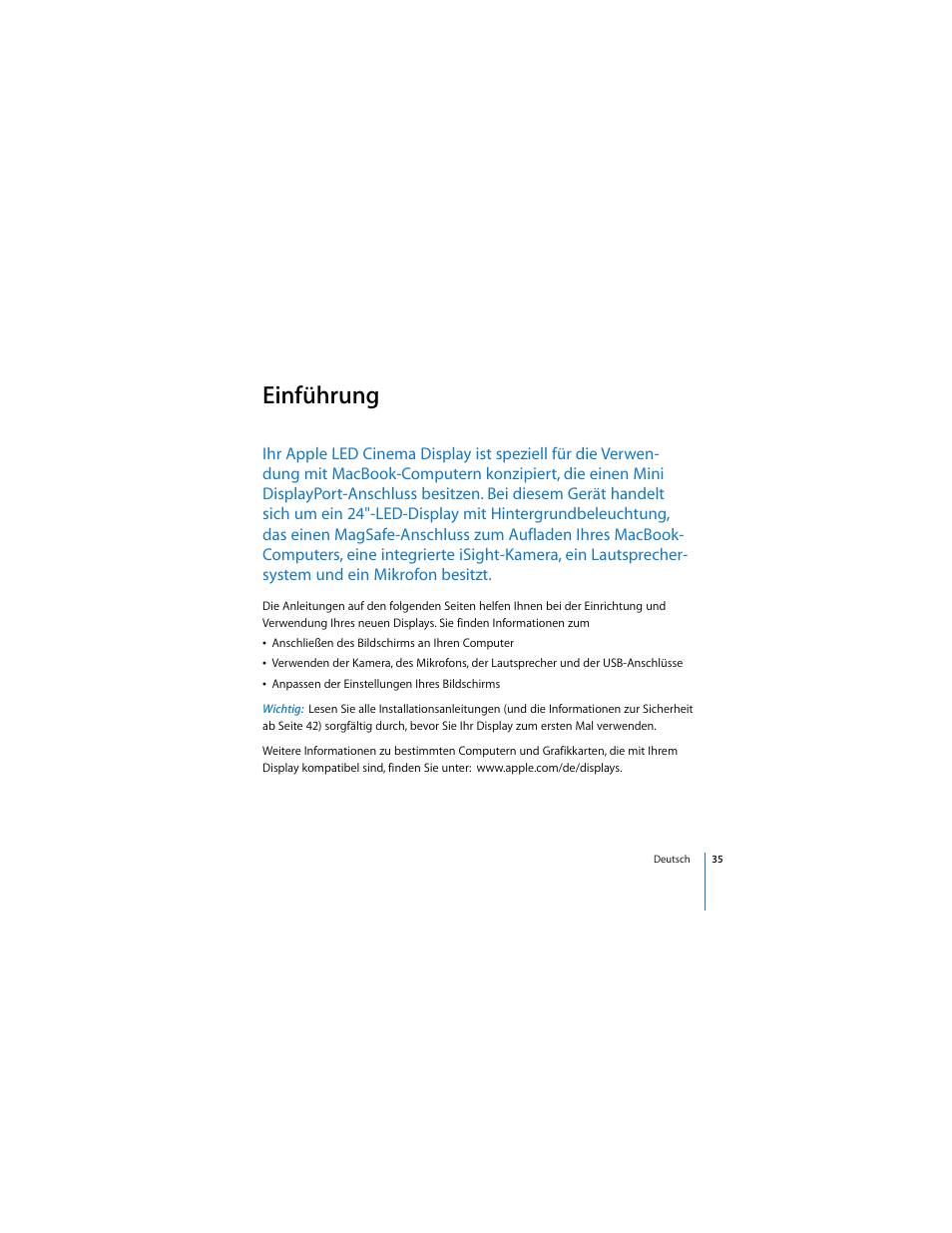 Einführung | Apple LED Cinema Display (2008) User Manual | Page 35 / 122