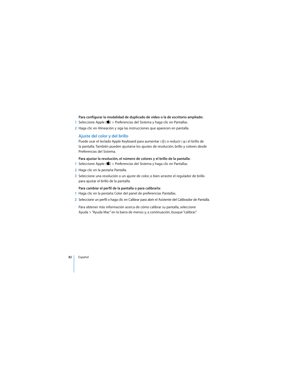Ajuste del color y del brillo | Apple LED Cinema Display (2008) User Manual | Page 82 / 122