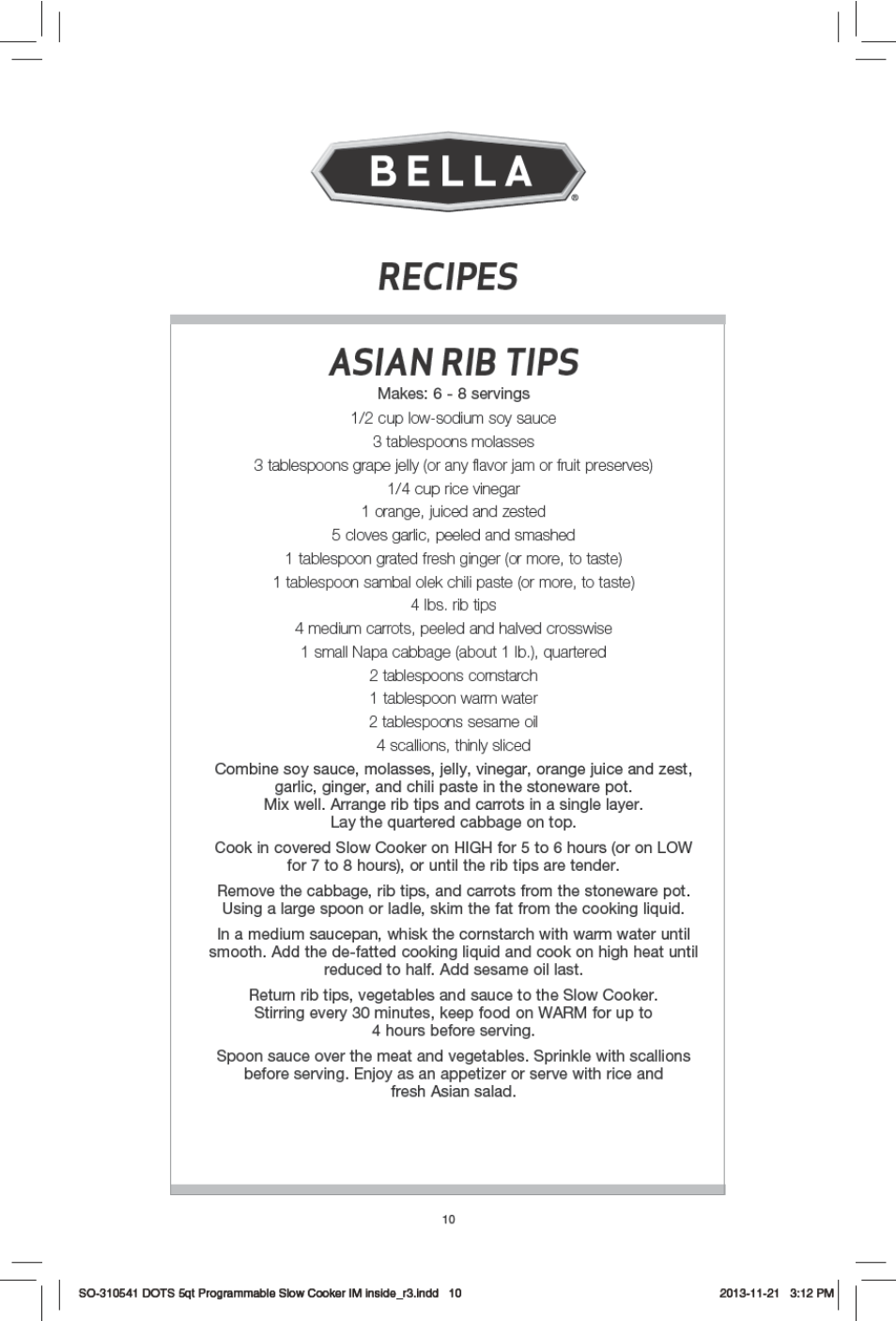 BELLA 13963 Dots Collection 5QT Programmable Slow Cooker User Manual | Page 11 / 37