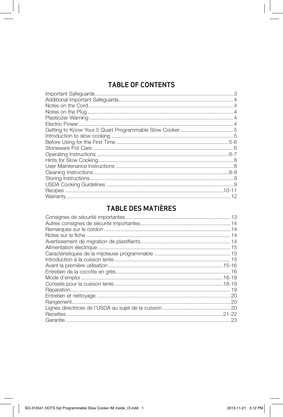 BELLA 13963 Dots Collection 5QT Programmable Slow Cooker User Manual | Page 2 / 37