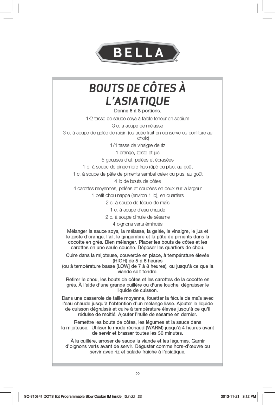 BELLA 13963 Dots Collection 5QT Programmable Slow Cooker User Manual | Page 23 / 37