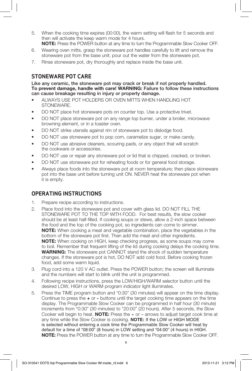 BELLA 13963 Dots Collection 5QT Programmable Slow Cooker User Manual | Page 7 / 37