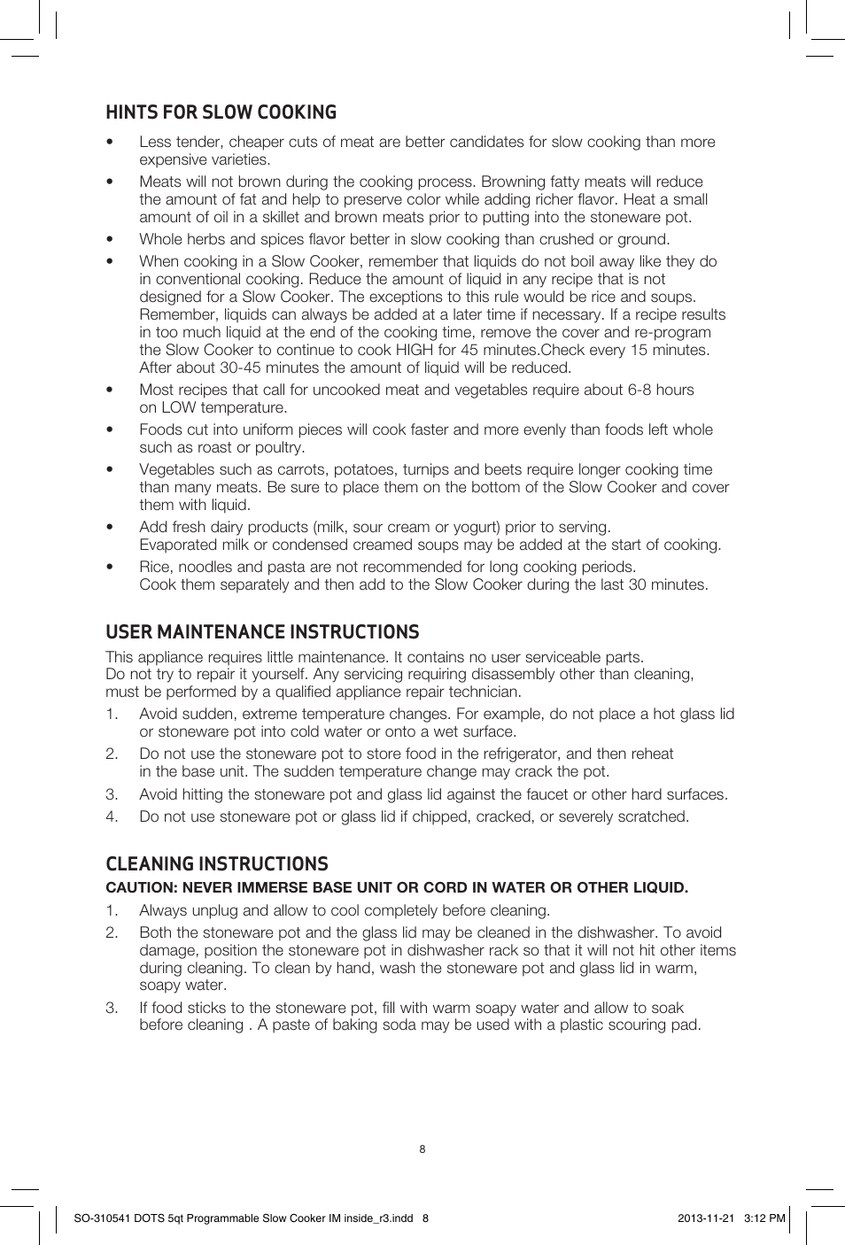 BELLA 13963 Dots Collection 5QT Programmable Slow Cooker User Manual | Page 9 / 37