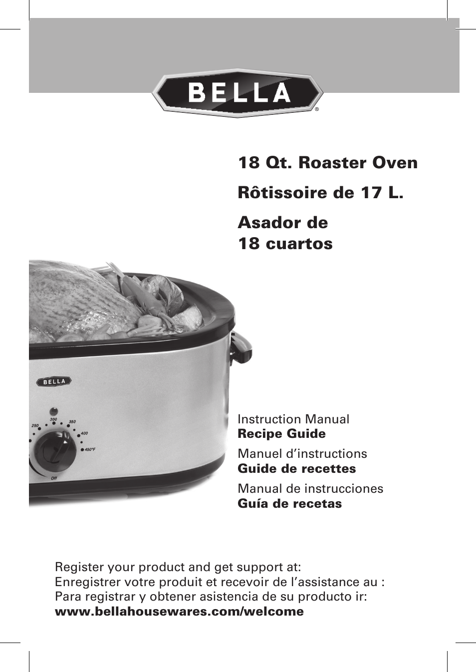 BELLA 13425 18QT Turkey Roaster User Manual | 48 pages