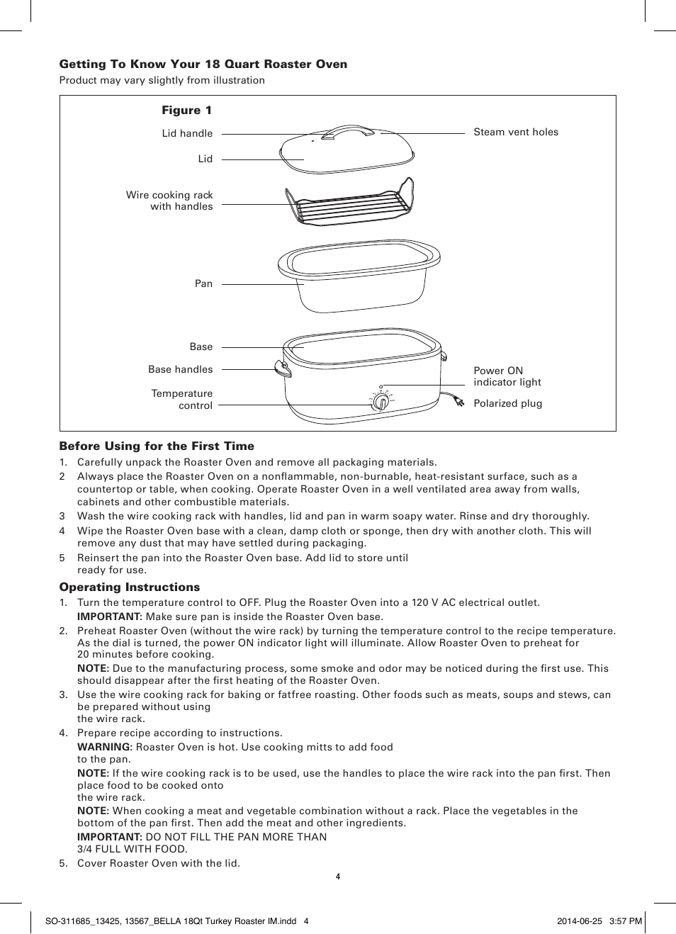 BELLA 13567 18QT Turkey Roaster User Manual | Page 6 / 34