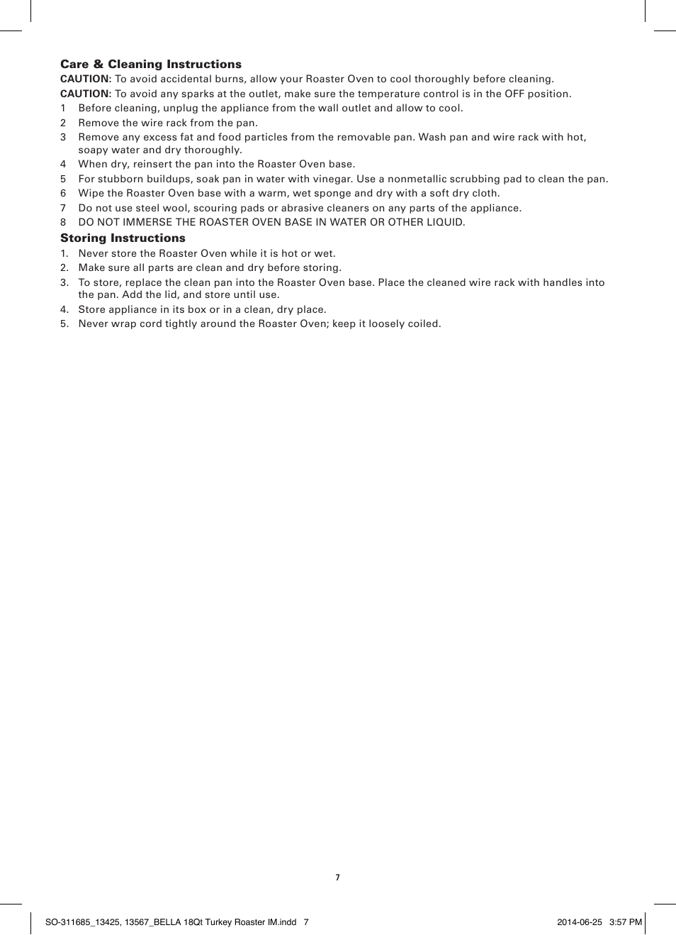 BELLA 13567 18QT Turkey Roaster User Manual | Page 9 / 34
