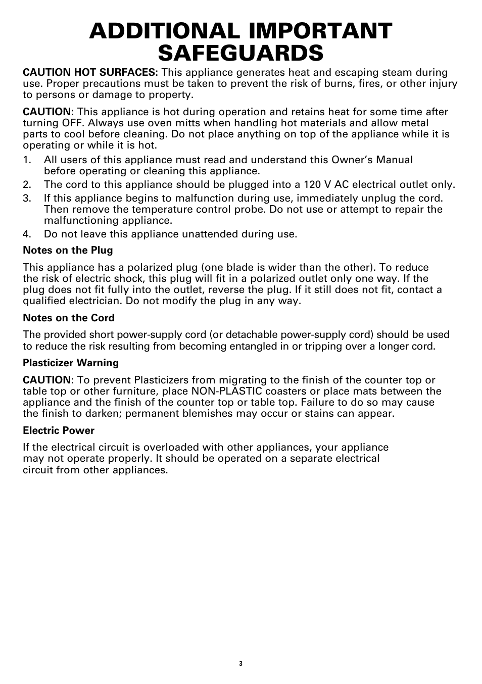 Additional important safeguards | BELLA 13820 12 X 12 Electric Skillet User Manual | Page 5 / 26