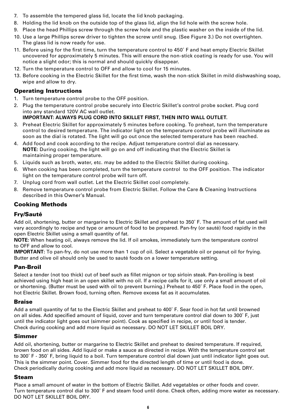 BELLA 13820 12 X 12 Electric Skillet User Manual | Page 8 / 26