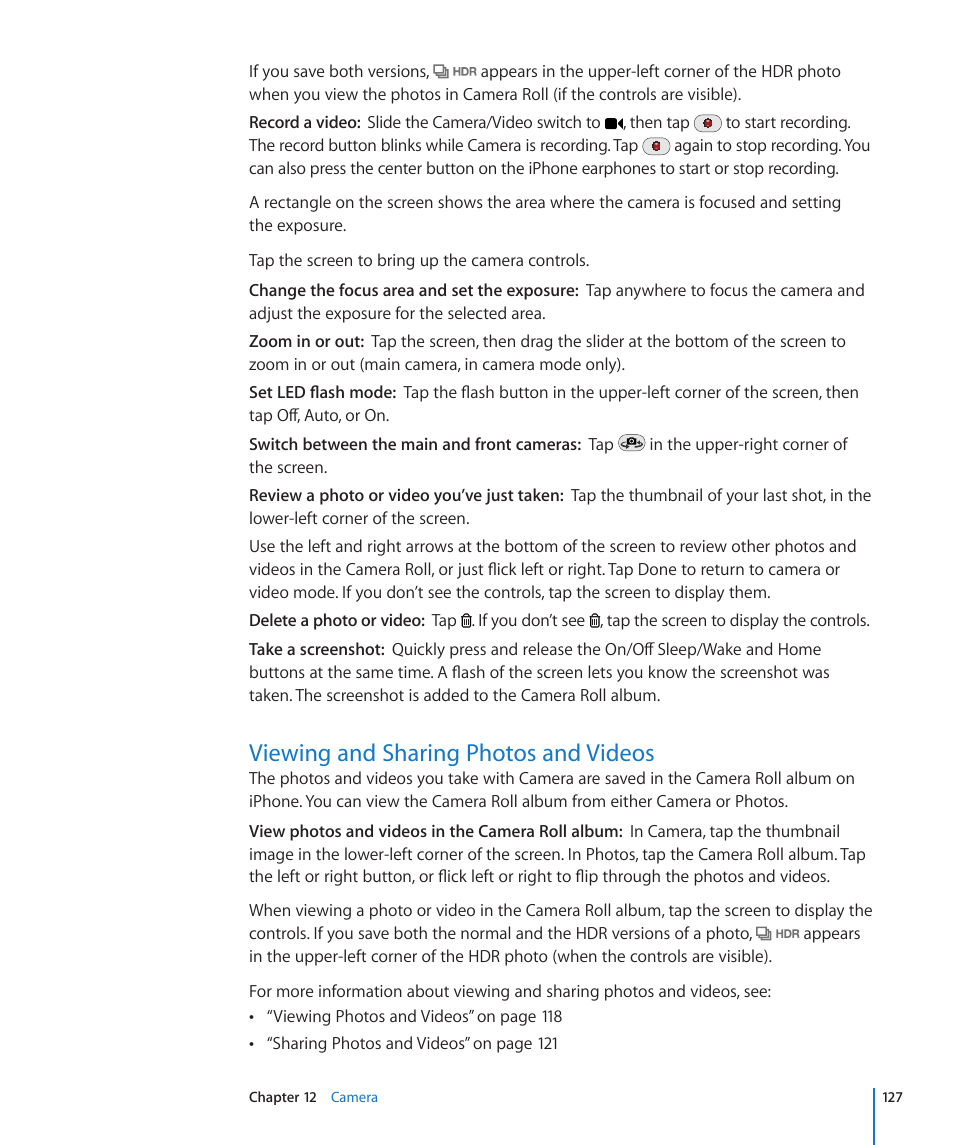 Viewing and sharing photos and videos, 127 viewing and sharing photos and videos | Apple iPhone 4G User Manual | Page 127 / 274