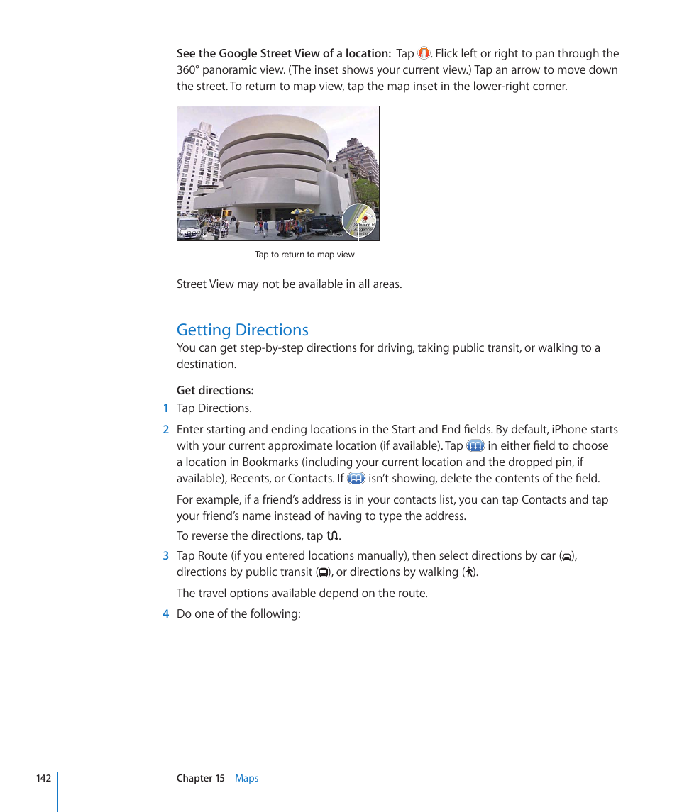 Getting directions, 142 getting directions | Apple iPhone 4G User Manual | Page 142 / 274