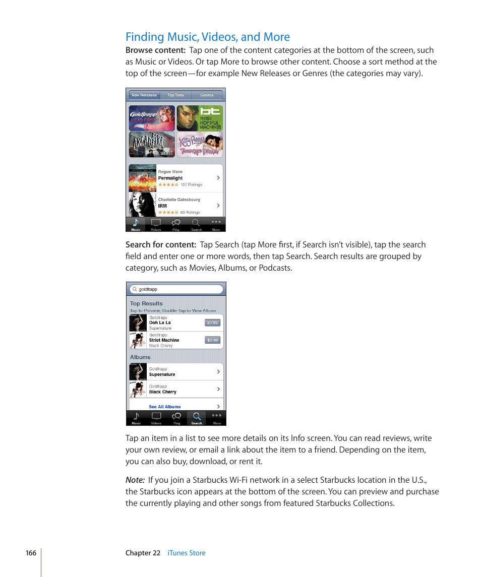 Finding music, videos, and more, 166 finding music, videos, and more | Apple iPhone 4G User Manual | Page 166 / 274