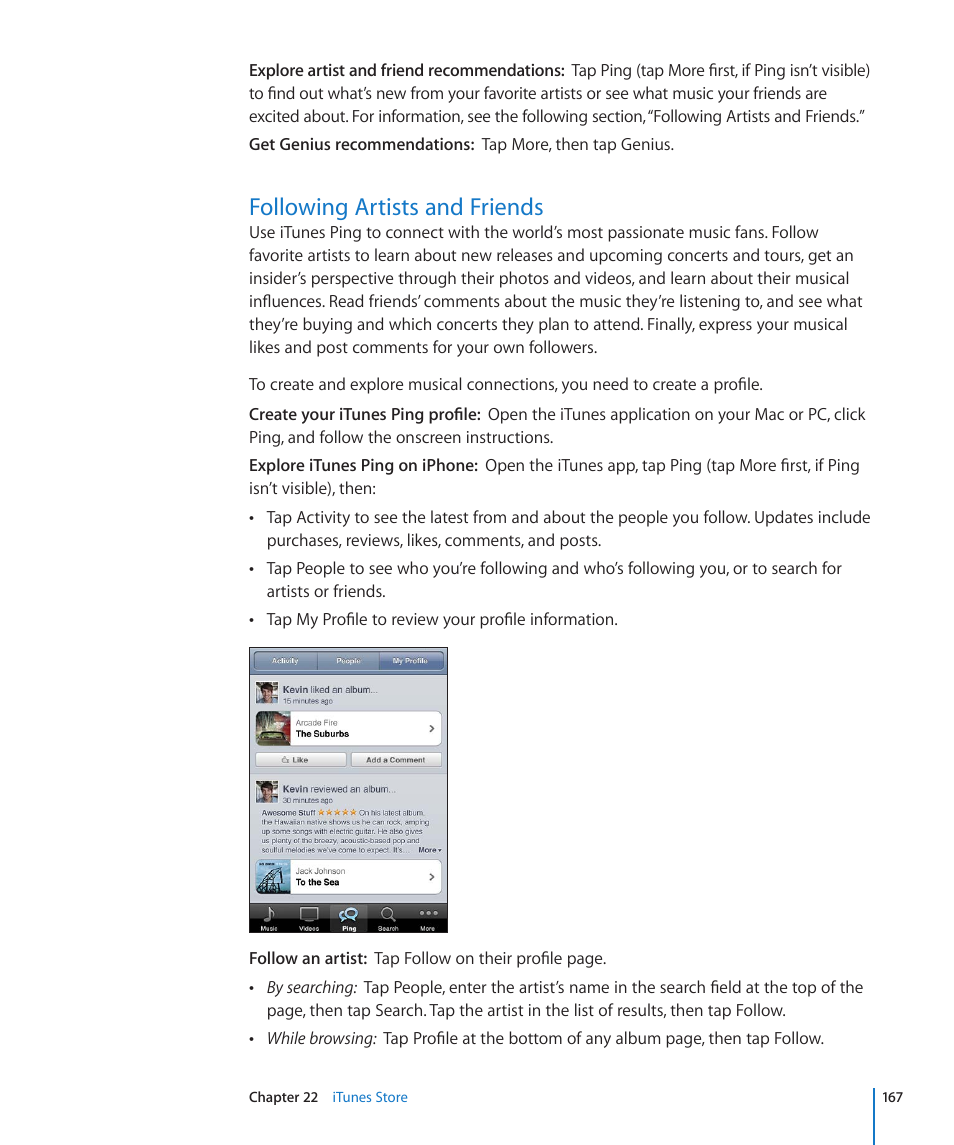 Following artists and friends, 167 following artists and friends | Apple iPhone 4G User Manual | Page 167 / 274