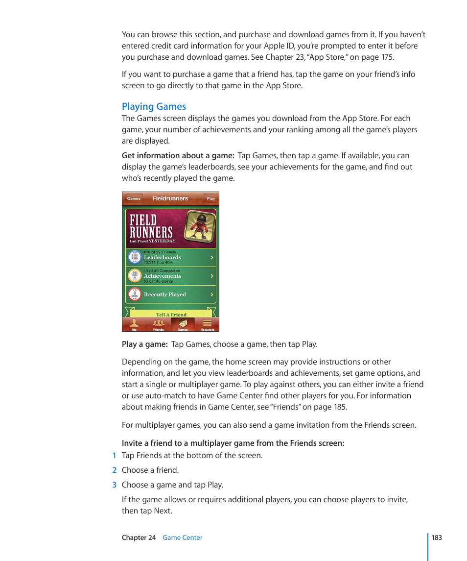 Playing games | Apple iPhone 4G User Manual | Page 183 / 274
