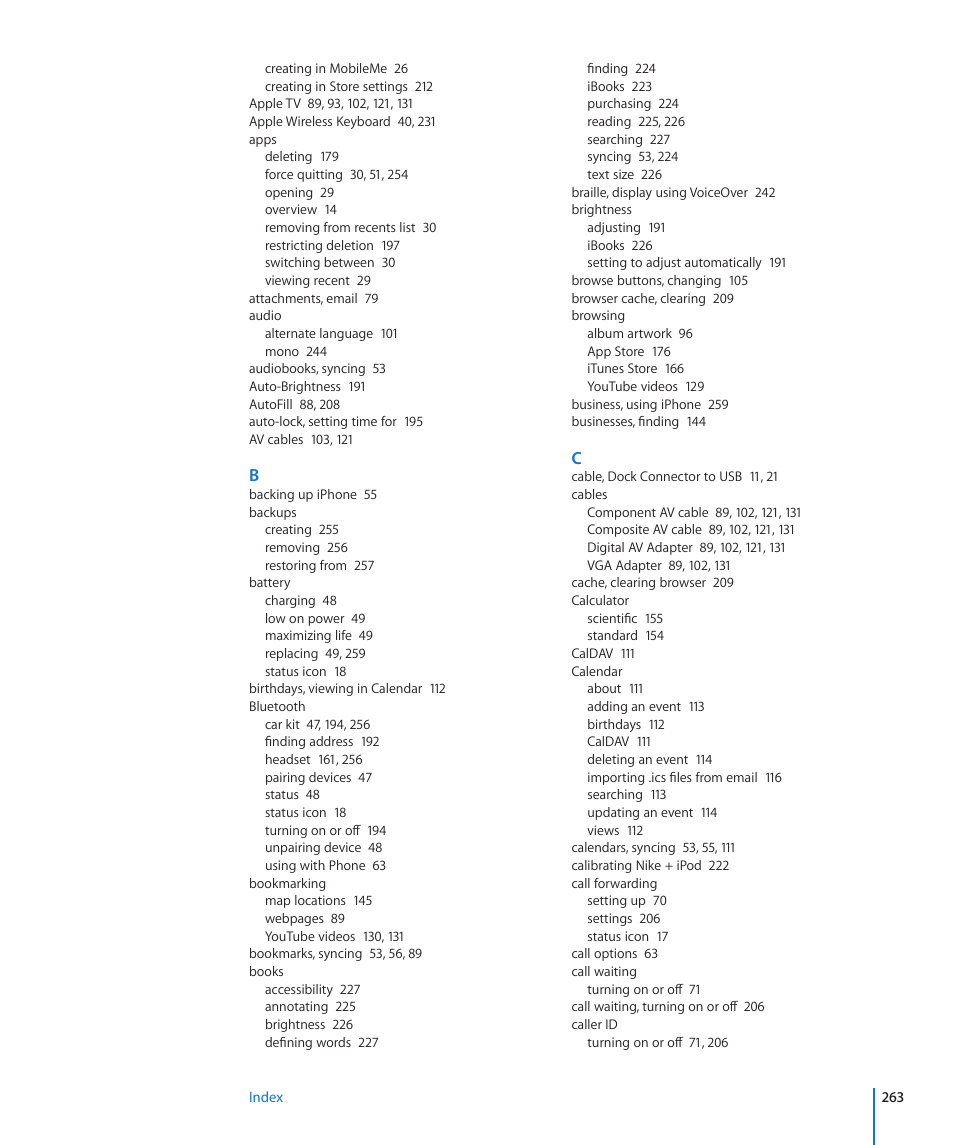 Apple iPhone 4G User Manual | Page 263 / 274