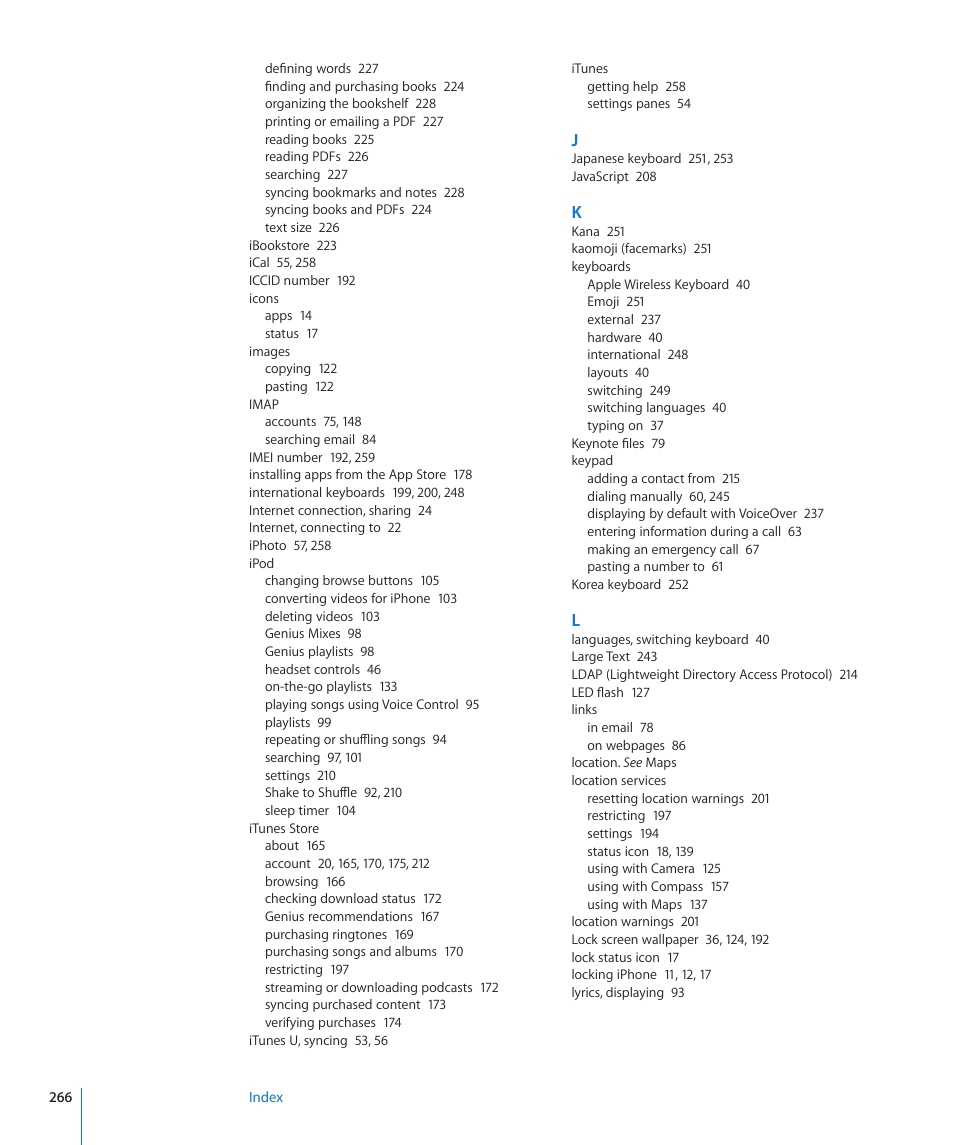 Apple iPhone 4G User Manual | Page 266 / 274