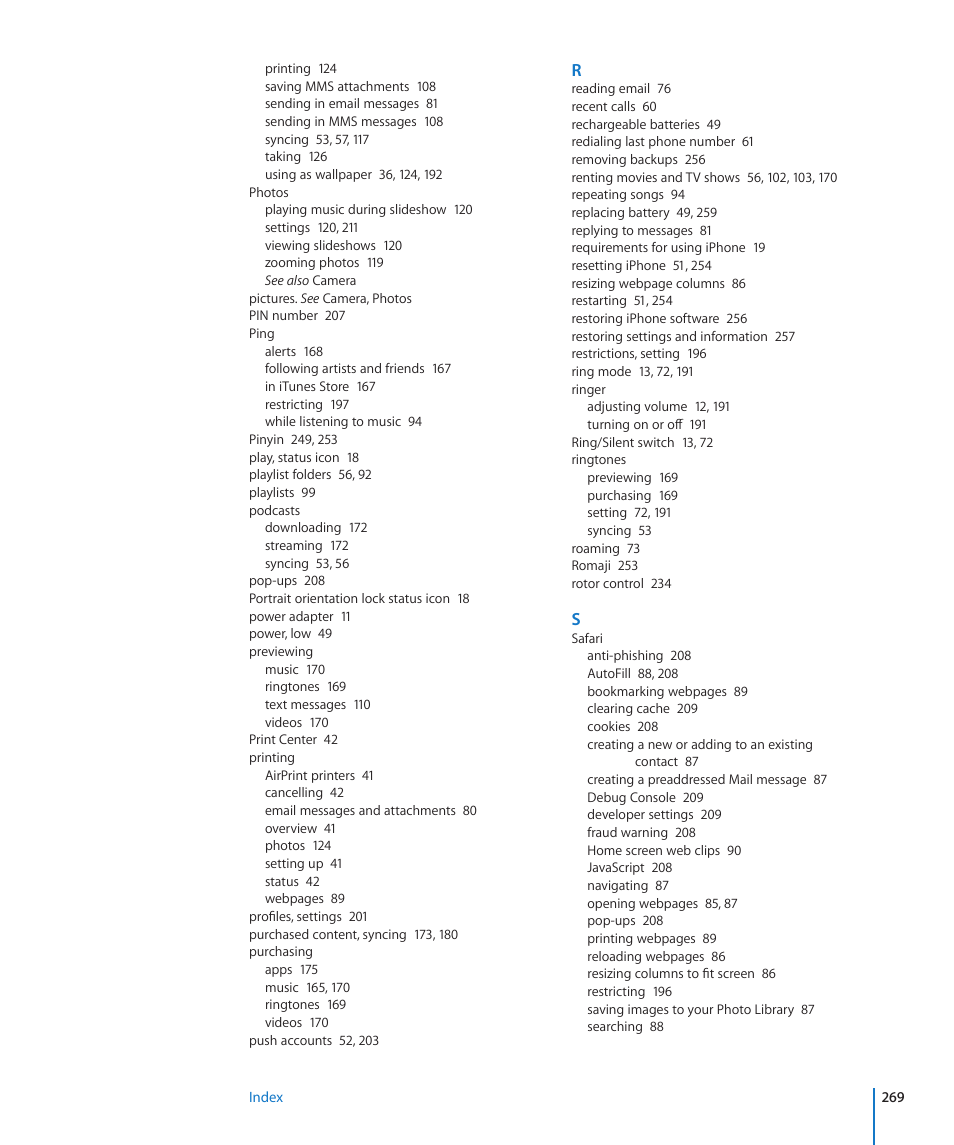 Apple iPhone 4G User Manual | Page 269 / 274