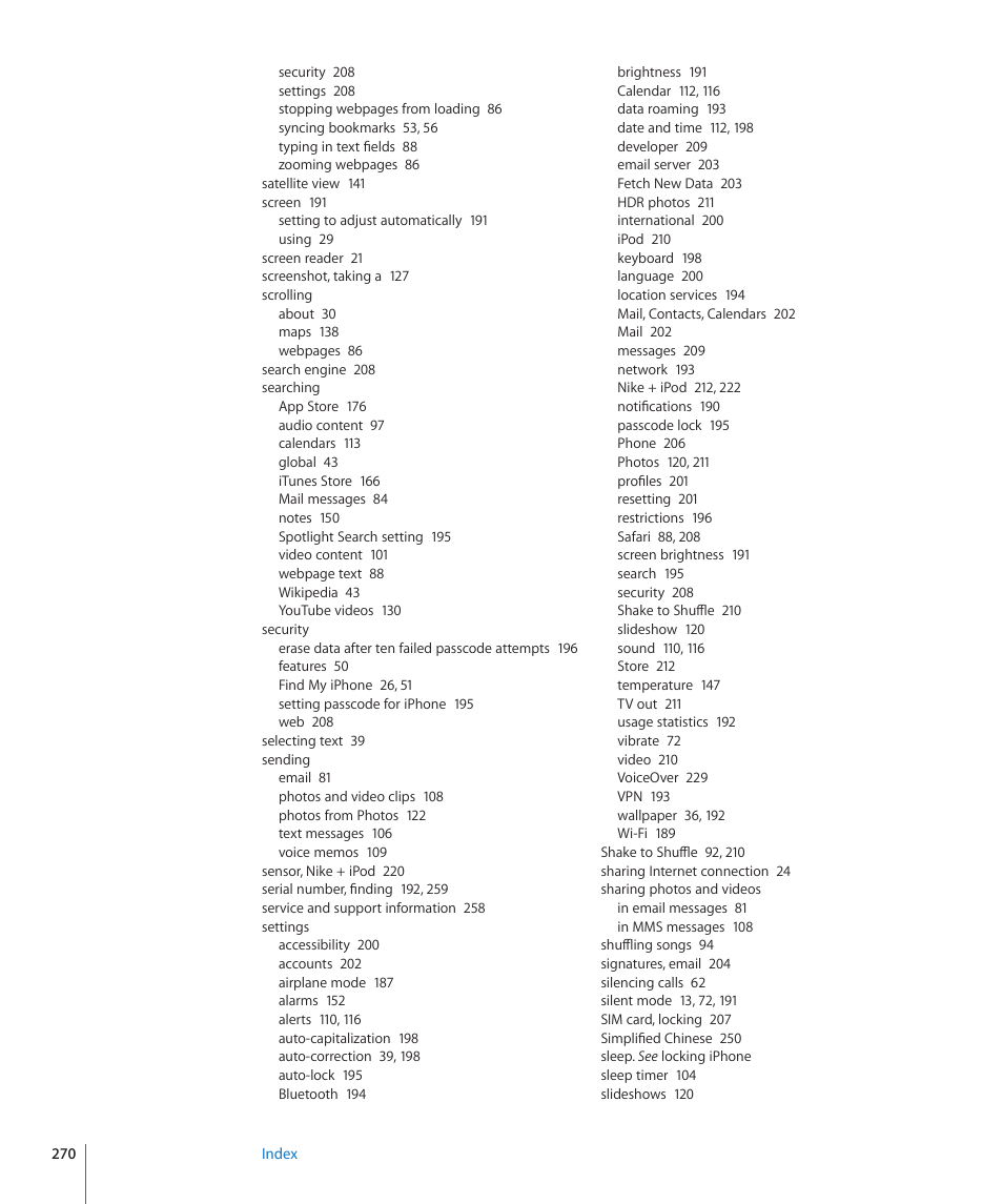 Apple iPhone 4G User Manual | Page 270 / 274