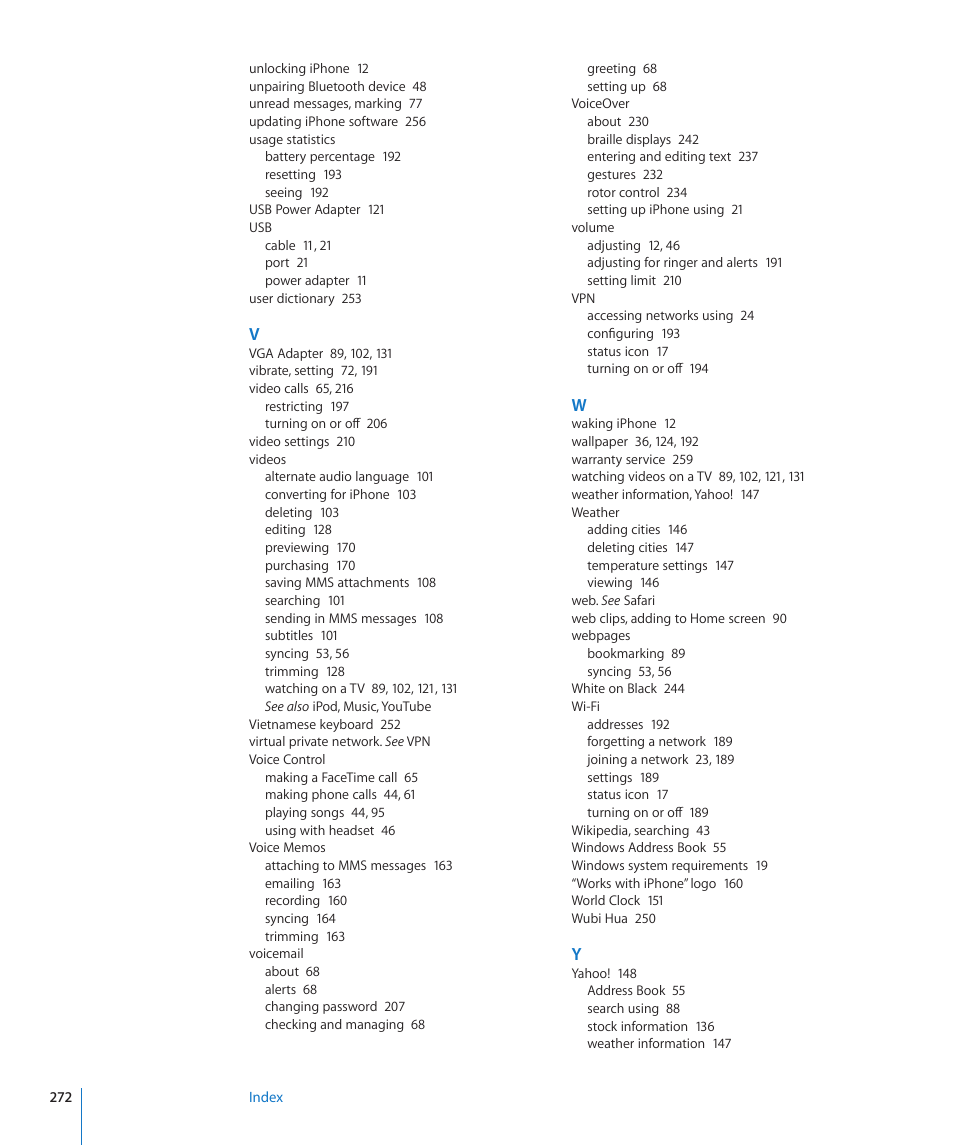 Apple iPhone 4G User Manual | Page 272 / 274