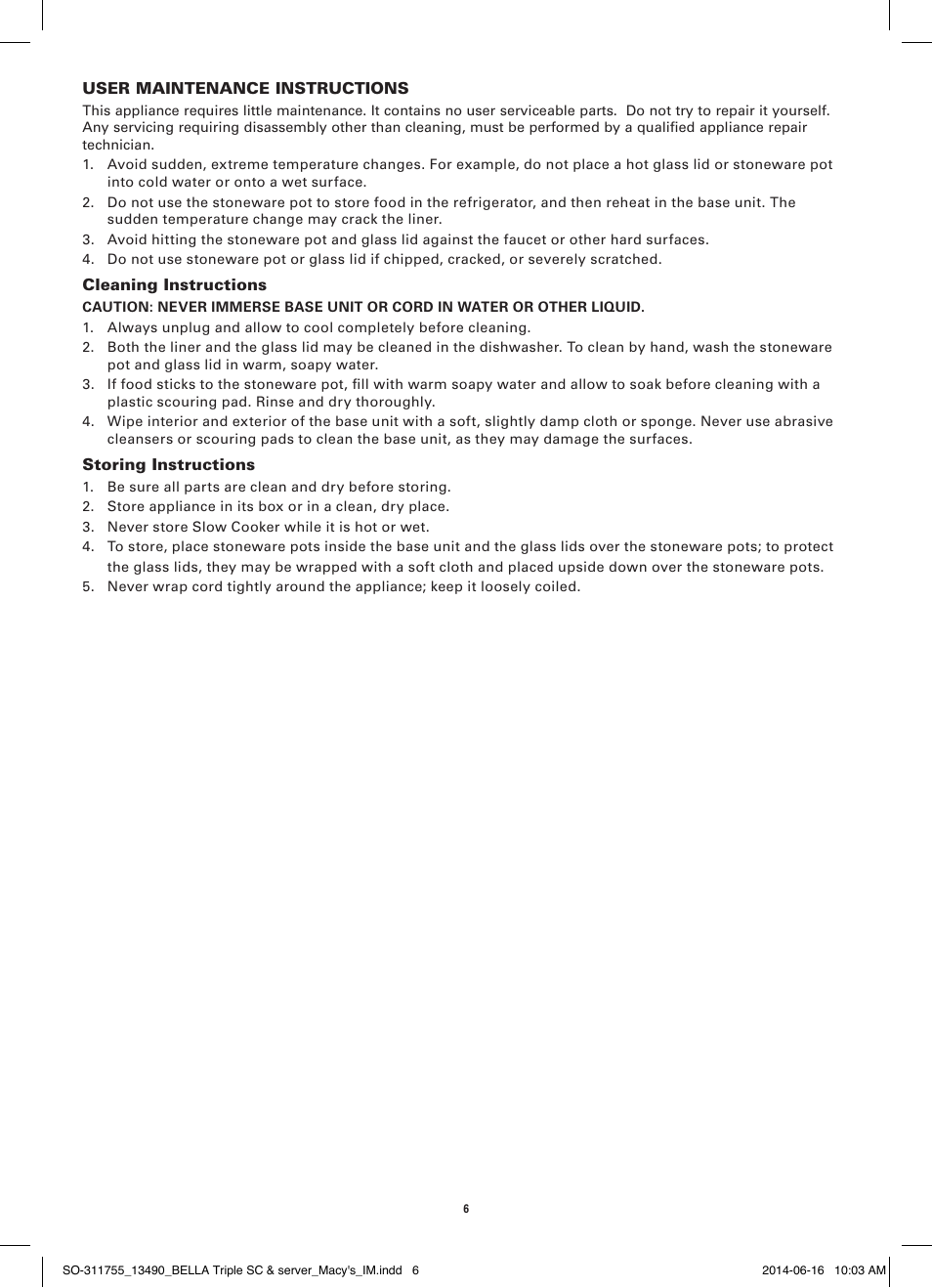 BELLA 13490 3 X 1.5 QT Round Triple Slow Cooker User Manual | Page 8 / 30