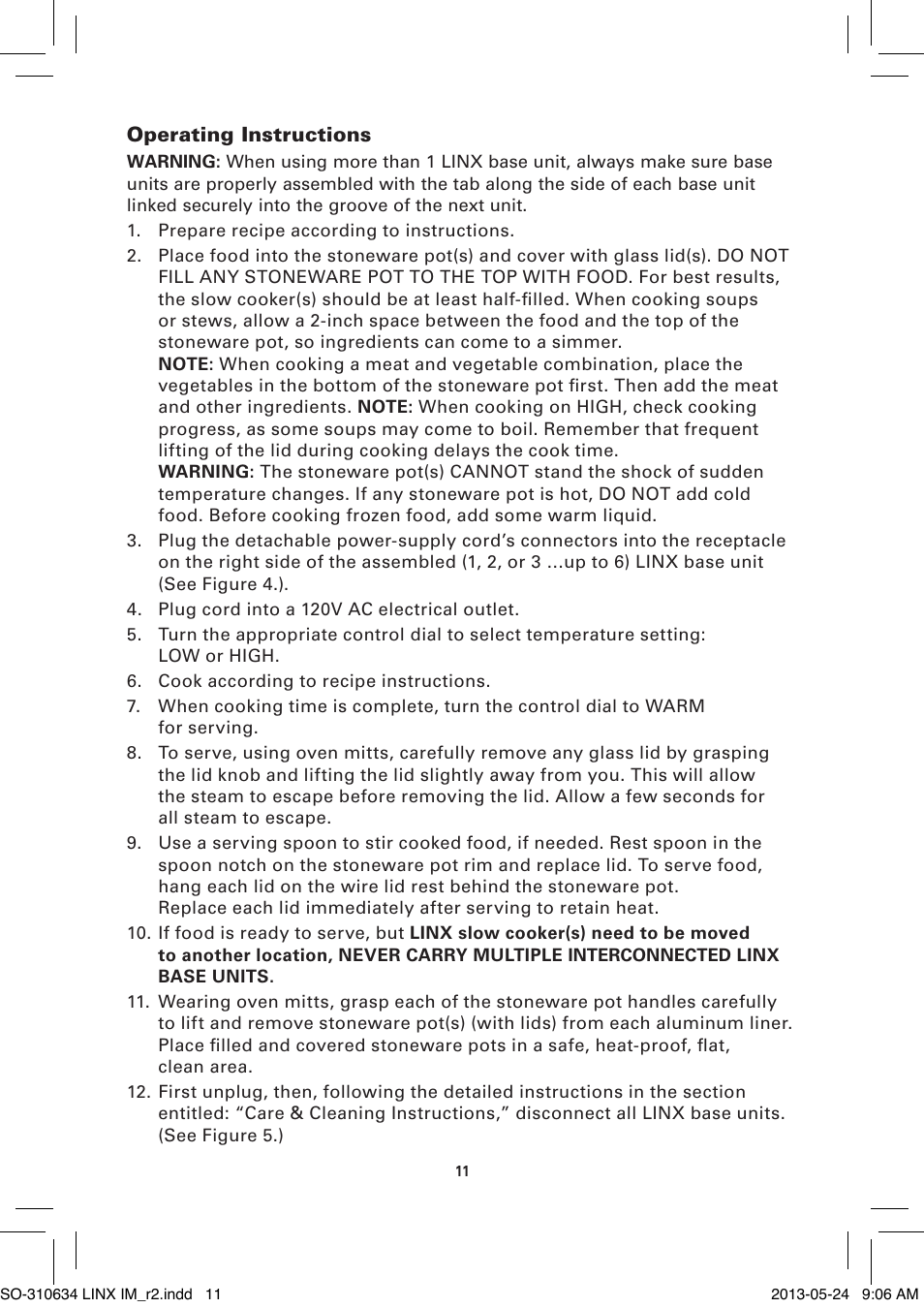 BELLA 14012 1 x 2.5 QT Linkable Slow Cooker System User Manual | Page 13 / 54