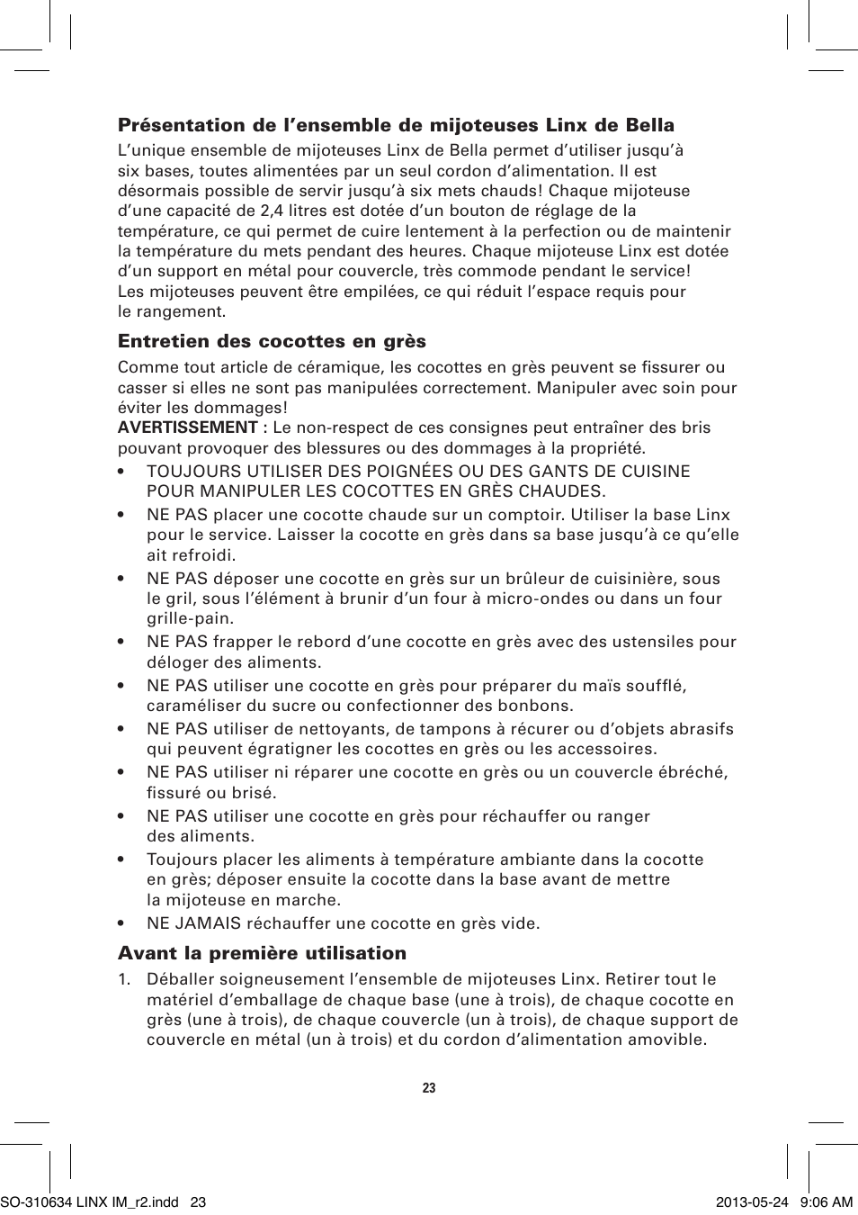 BELLA 14012 1 x 2.5 QT Linkable Slow Cooker System User Manual | Page 25 / 54