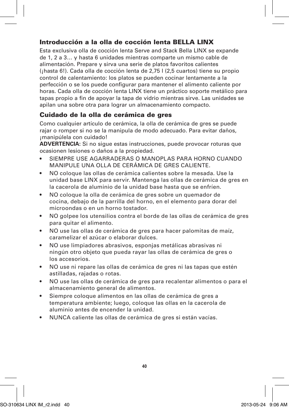 BELLA 14012 1 x 2.5 QT Linkable Slow Cooker System User Manual | Page 42 / 54