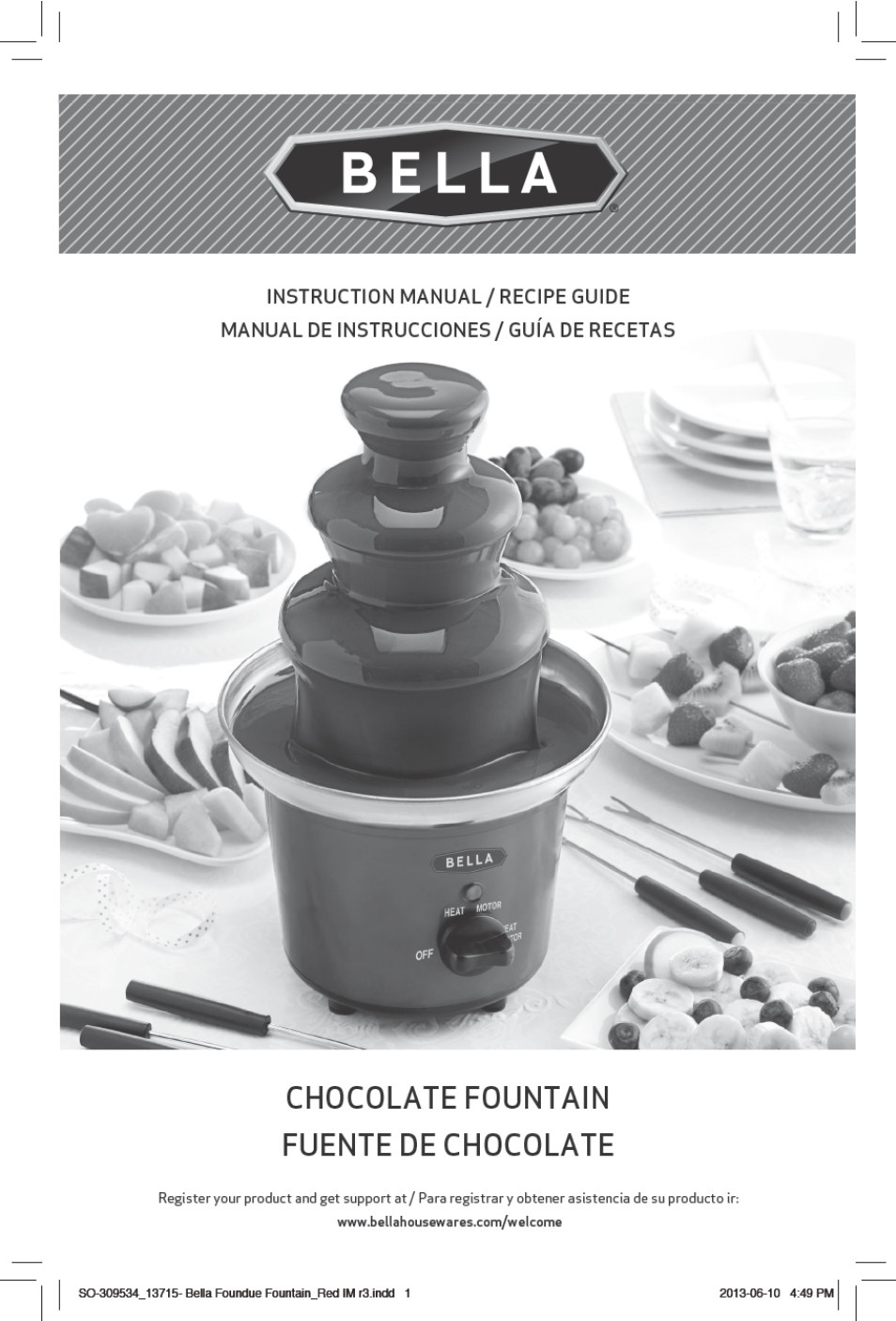 BELLA 13715 Chocolate Fountain User Manual | 22 pages