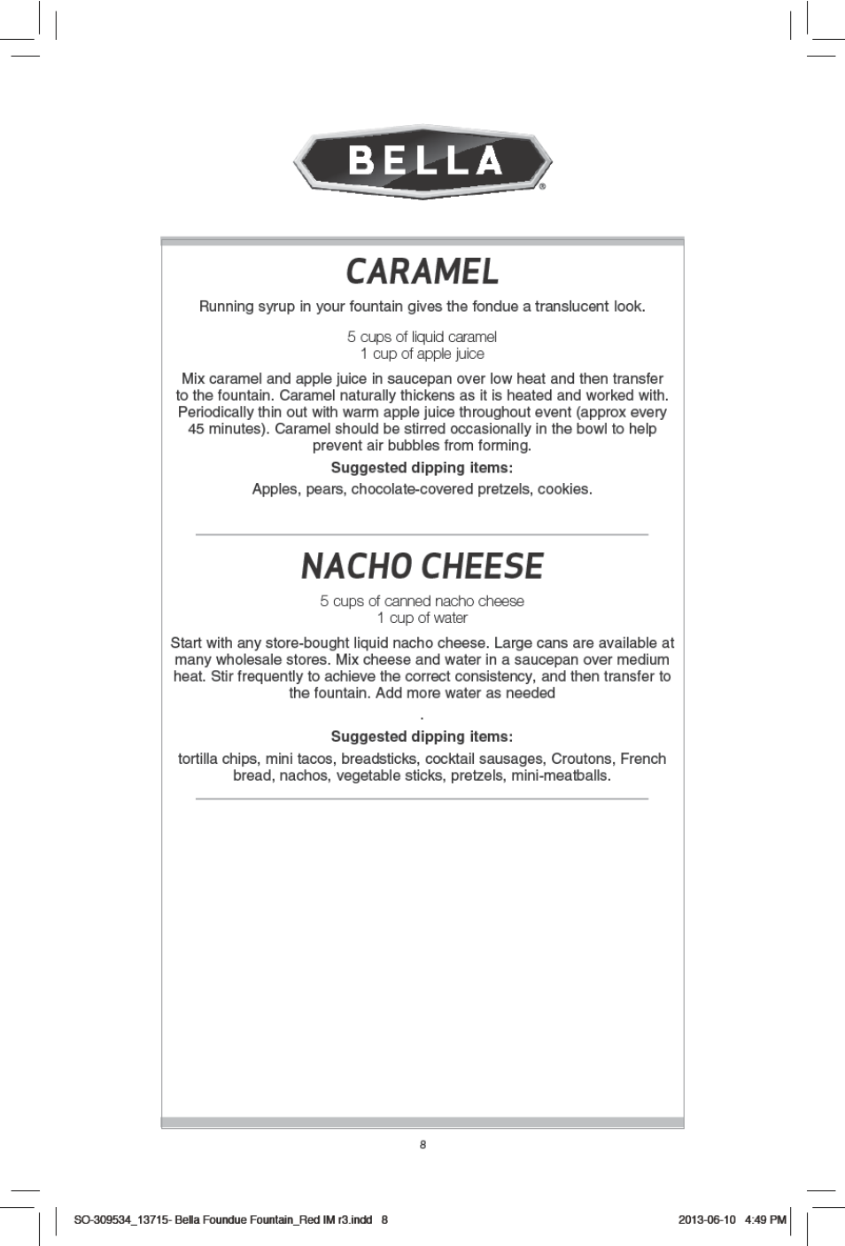 BELLA 13715 Chocolate Fountain User Manual | Page 10 / 22