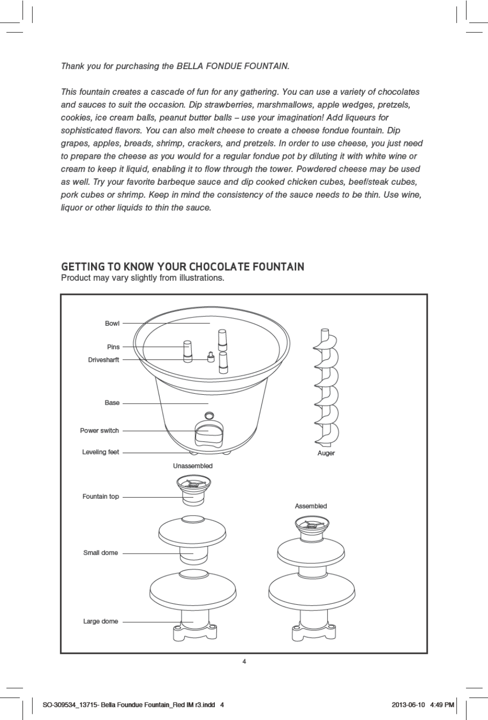 BELLA 13715 Chocolate Fountain User Manual | Page 6 / 22