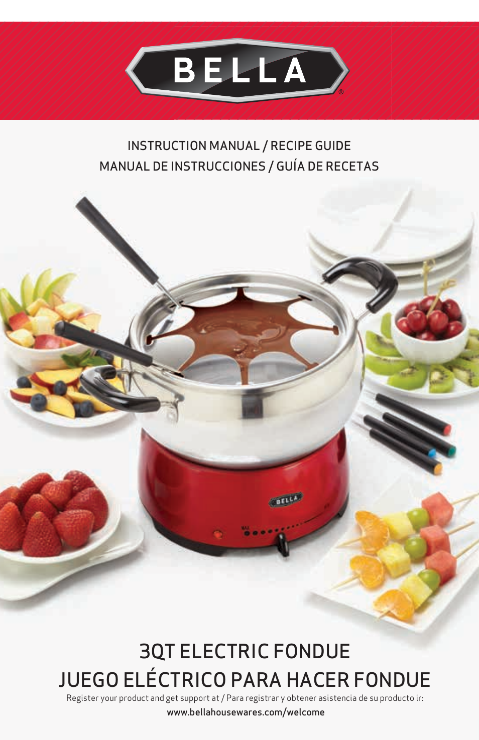 BELLA 13696 3QT Electric Fondue Maker User Manual | 27 pages