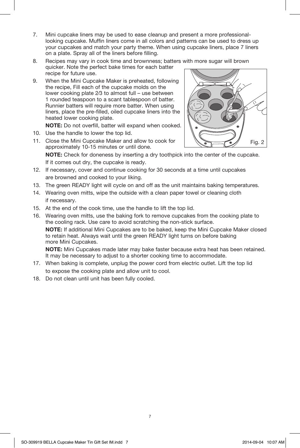 BELLA 13823 Mini Cupcake Maker Tin Box Set User Manual | Page 8 / 43