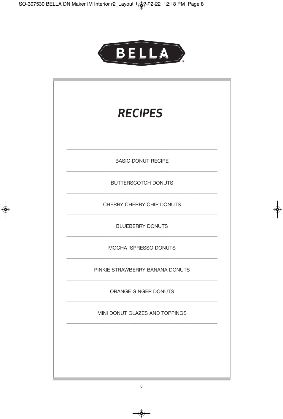 Recipes | BELLA 13466 Mini Donut Maker User Manual | Page 10 / 30