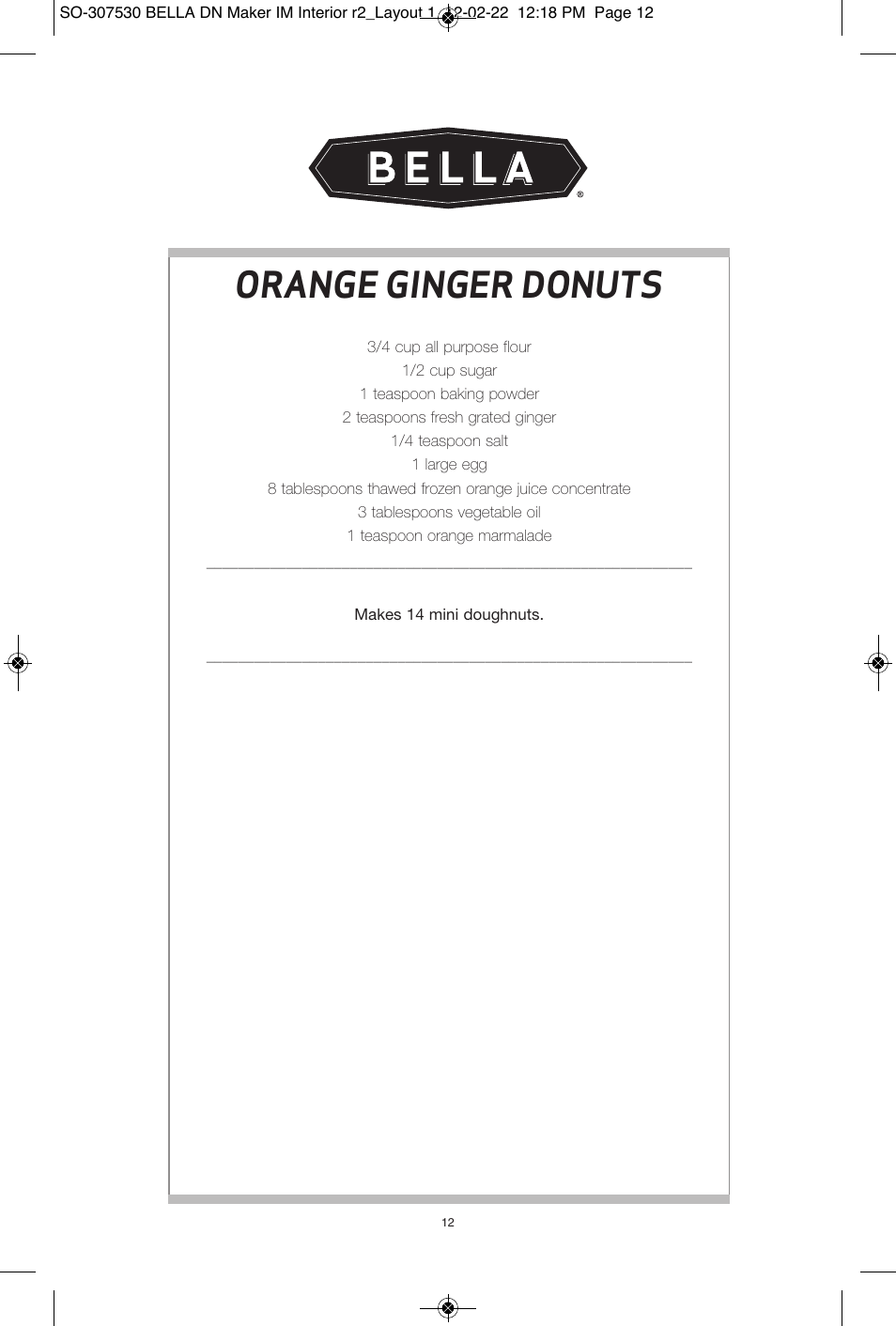 Orange ginger donuts | BELLA 13466 Mini Donut Maker User Manual | Page 14 / 30