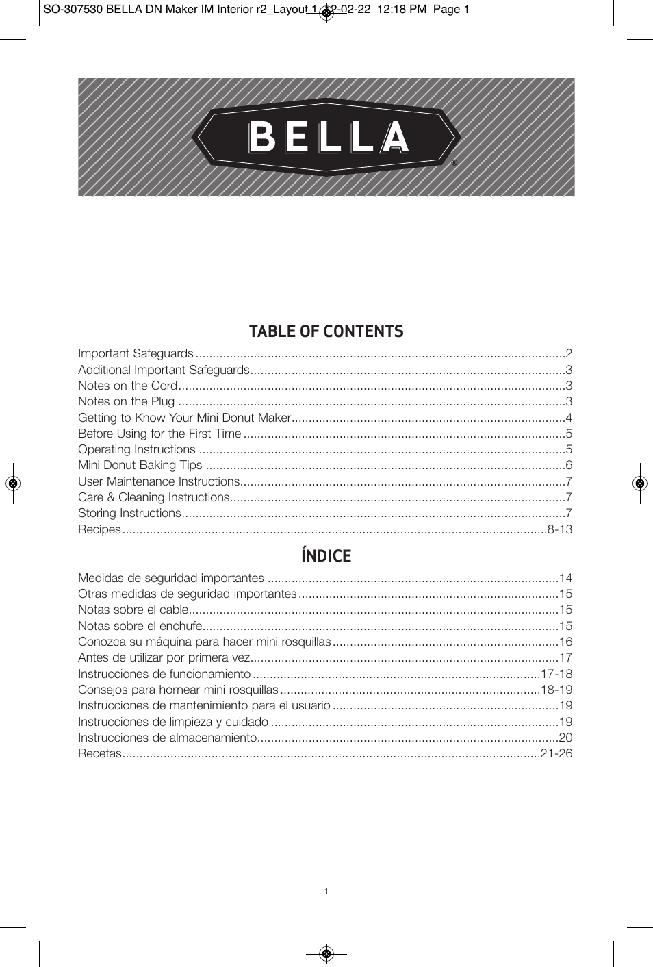 BELLA 13466 Mini Donut Maker User Manual | Page 3 / 30