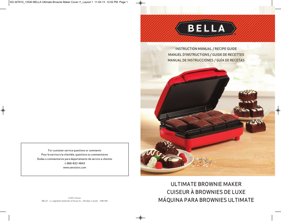 BELLA 13540 Ultimate Brownie Maker User Manual | 55 pages