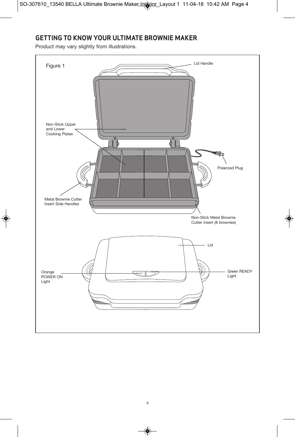 Getting to know your ultimate brownie maker | BELLA 13540 Ultimate Brownie Maker User Manual | Page 5 / 55
